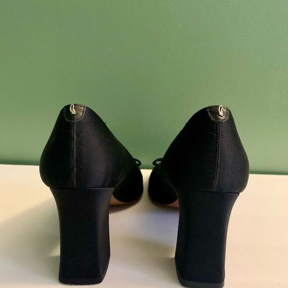 Vintage Jaime Mascaro Black Satin Bow Pumps Heels Size 7.5 - Picture 5 of 8